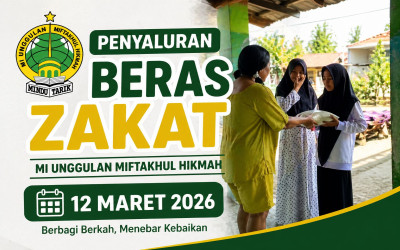 Tebar Kepedulian di Bulan Ramadan, JPZIS LAZISNU MI Unggulan Miftakhul Hikmah Salurkan Beras Zakat kepada Warga